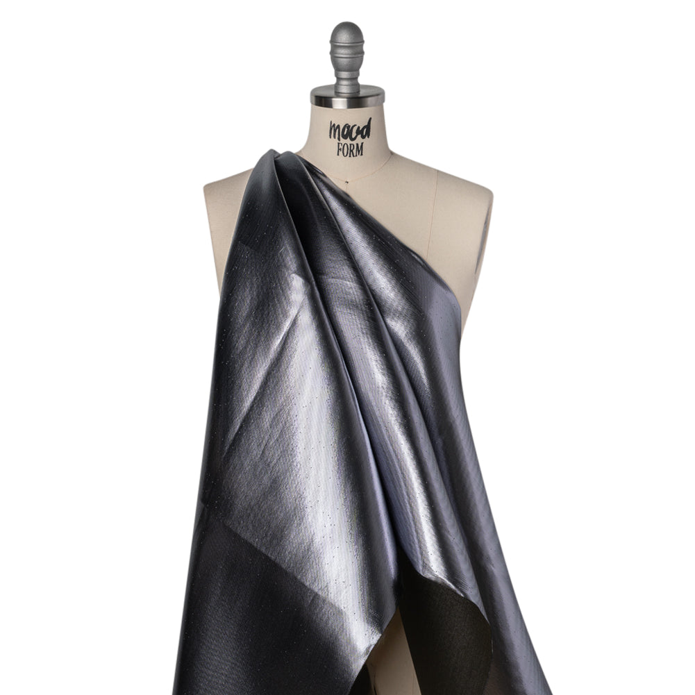 Double Faced Lame Mikado - Gunmetal - Sara Collection
