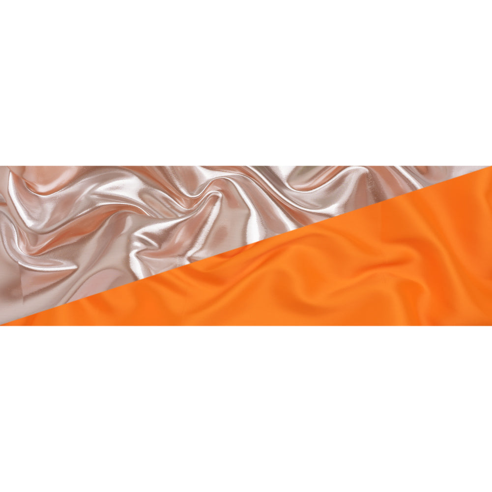 Double Faced Lame Mikado - Neon Orange and Silver - Sara Collection