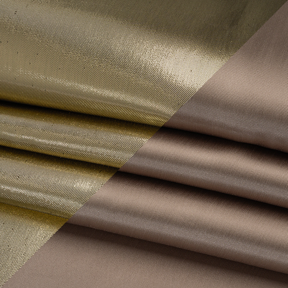 Double Faced Lame Mikado - Taupe and Gold - Sara Collection