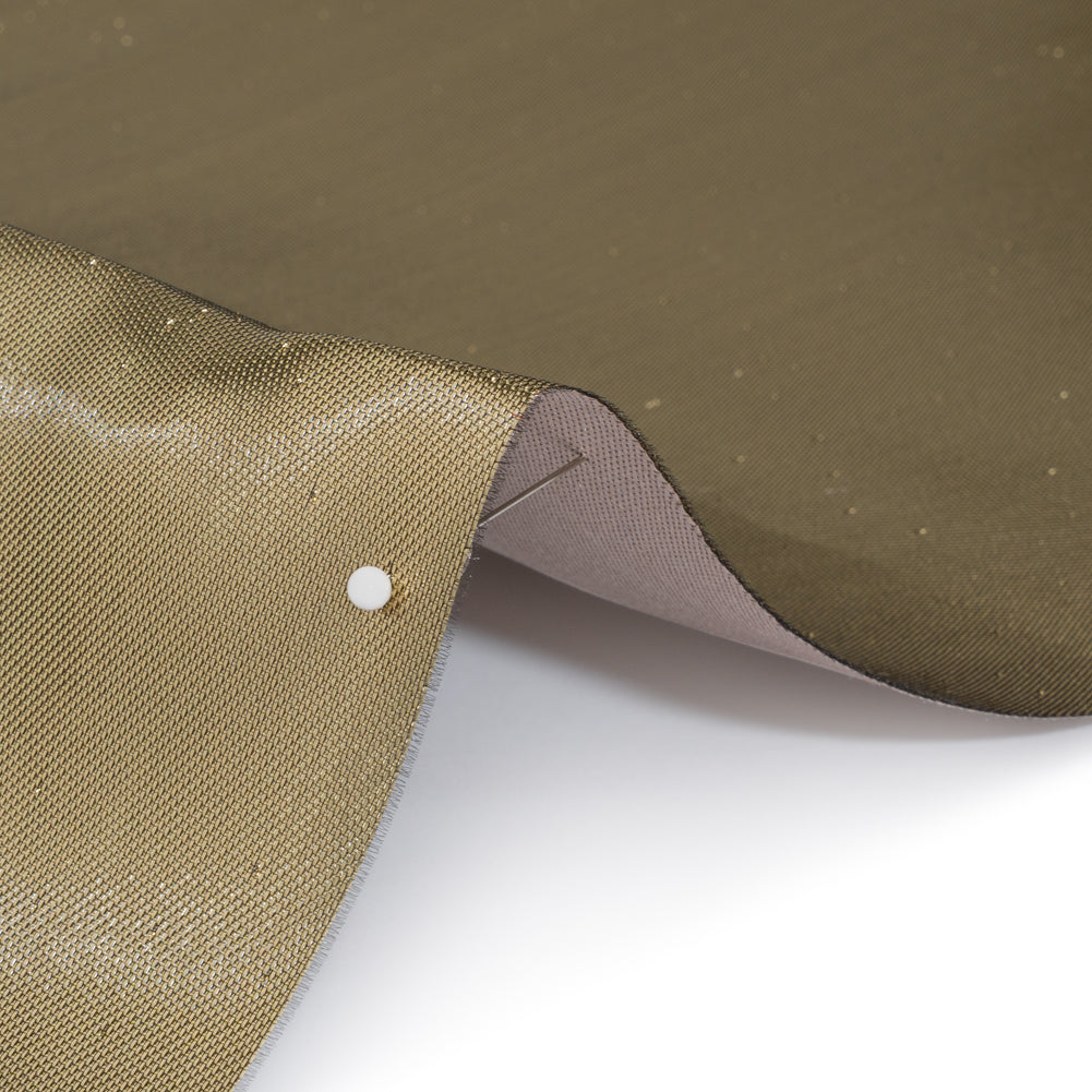 Double Faced Lame Mikado - Taupe and Gold - Sara Collection