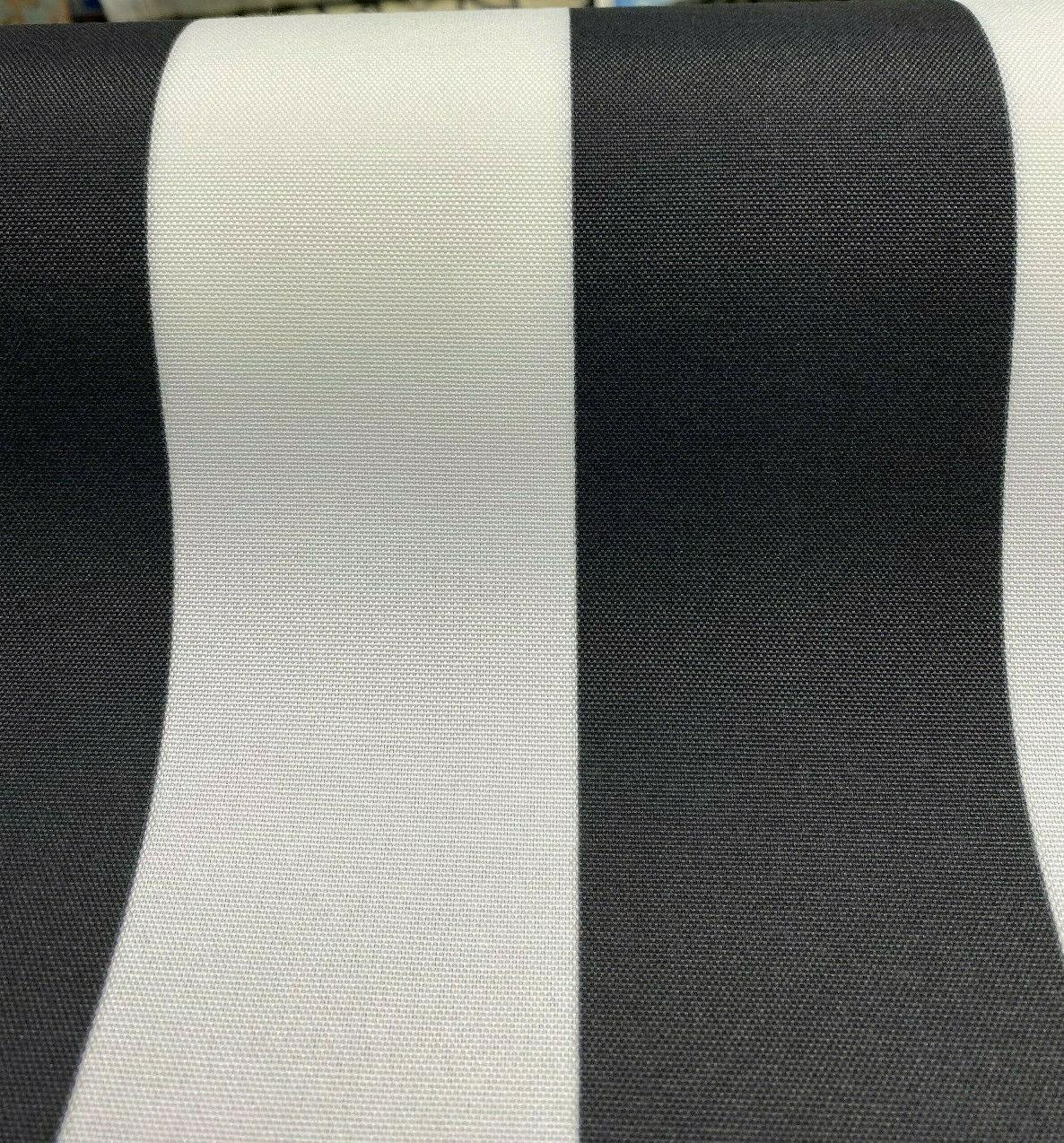 Luxury Stripe Solarium Polyester Fabric - Black And White Vertical Stripes, 54" Width (1 Yard)