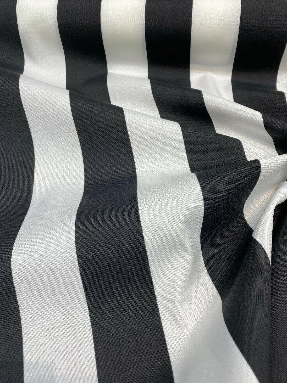 Luxury Stripe Solarium Polyester Fabric - Black And White Vertical Stripes, 54" Width (1 Yard)