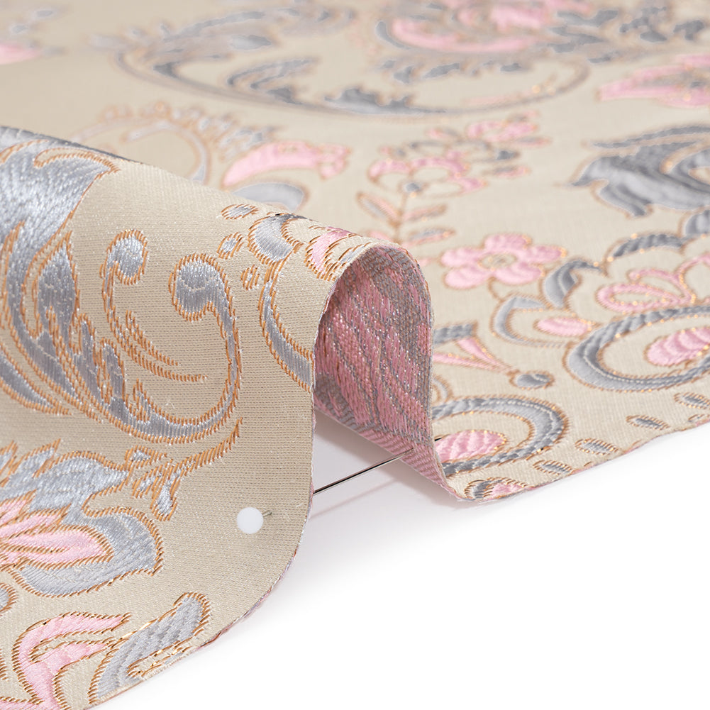 Yaya Han Metallic Duchesse Brocade - Ivory, Pink and Gold Damask Floral - Cosplay Collection