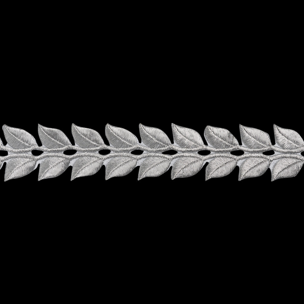 Yaya Han Iron-On Metallic Embroidered Trim - Silver Roman Leaves, 1.25" - Cosplay Collection