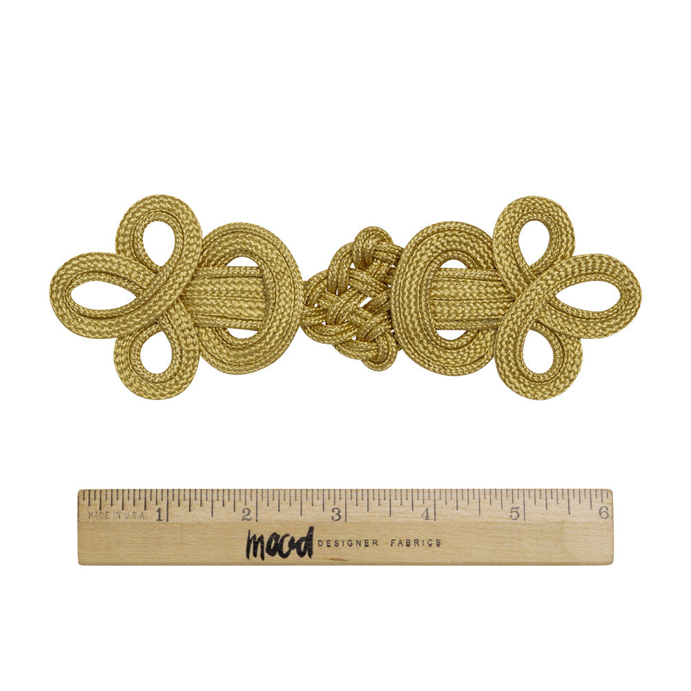 Yaya Han Metallic Faux Frog Closure Applique - Dali Gold Knots, 6.75" x 2.375" - Cosplay Collection