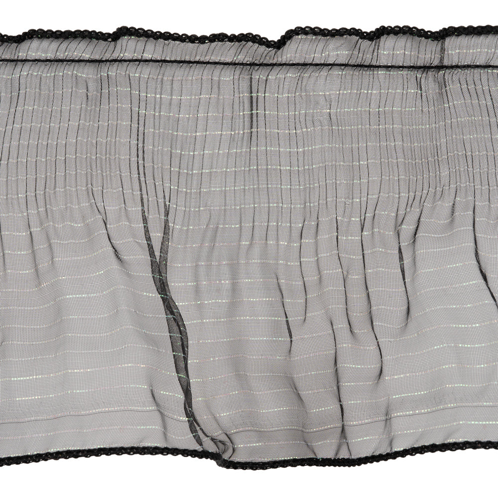 Yaya Han Pleated Ruffle Organza Trim - Mermaid Black and Iridescent Stripes, 5" - Cosplay Collection