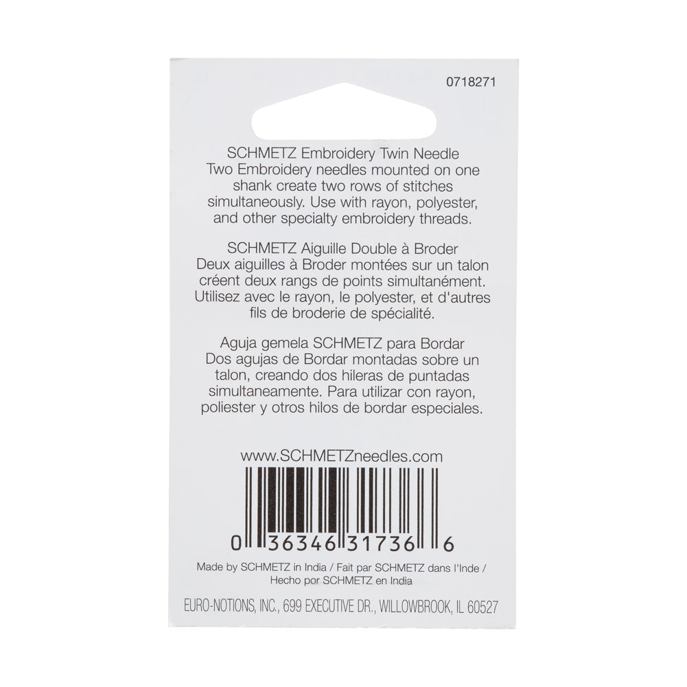 Schmetz Double Embroidery Twin Machine Needle - 2.0/75 - 1 ct