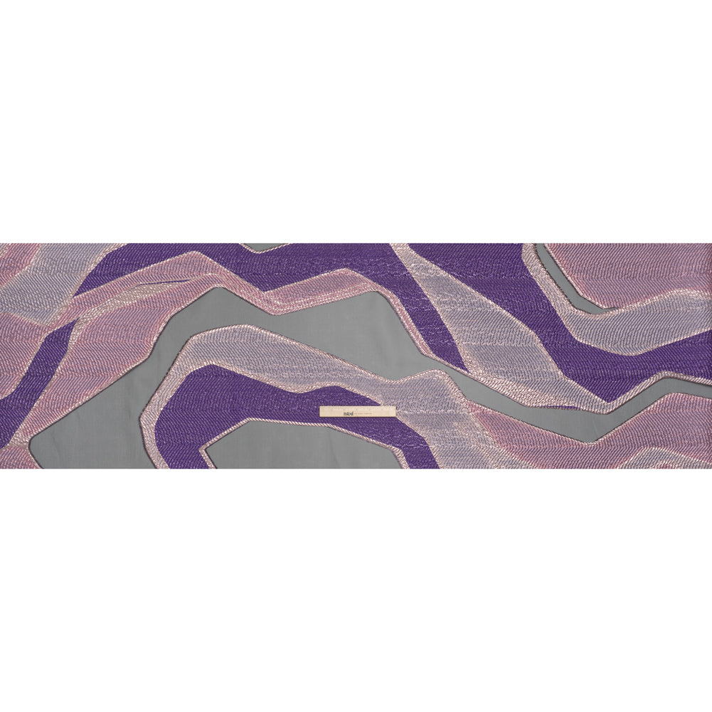 Metallic Rayon and Polyester Burnout Brocade - Orchid, Purple and Rose Gold Soft Geometric Abstract