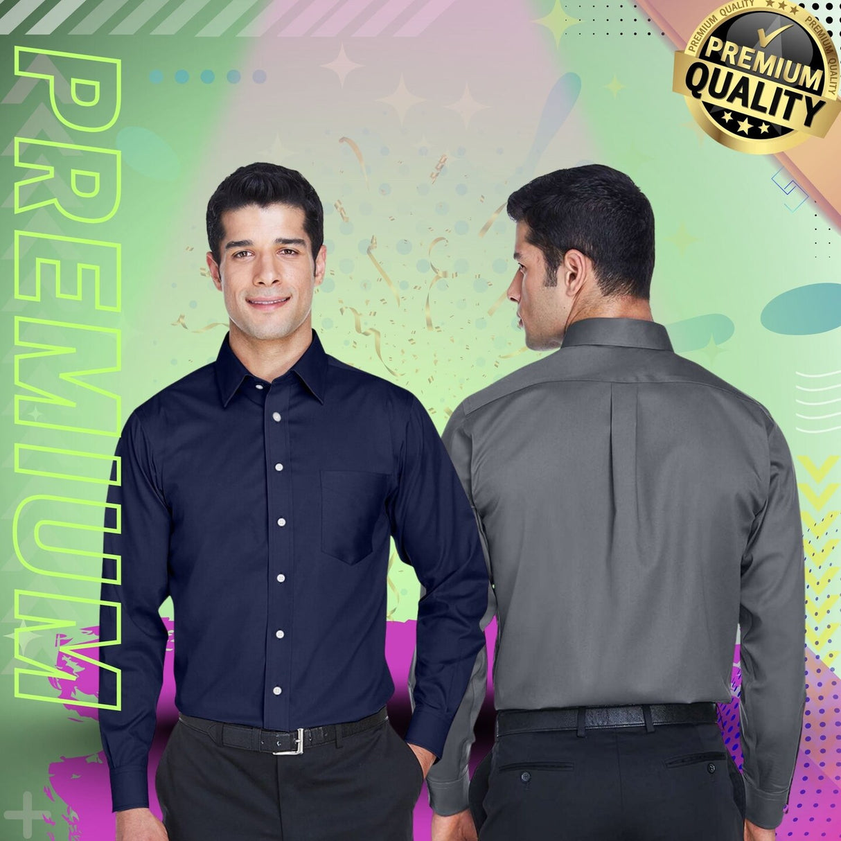 Devon & Jones® Men’s Tall Solid Stretch Twill Woven Dress Shirt Non-Iron Performance with Modern Fit