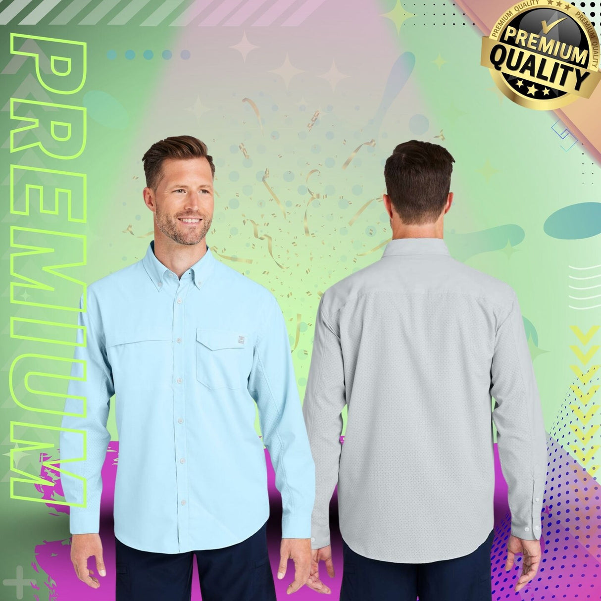 HUK® Men’s Performance Fishing Shirt with Pockets Breathable Sun Protective and Moisture Wicking