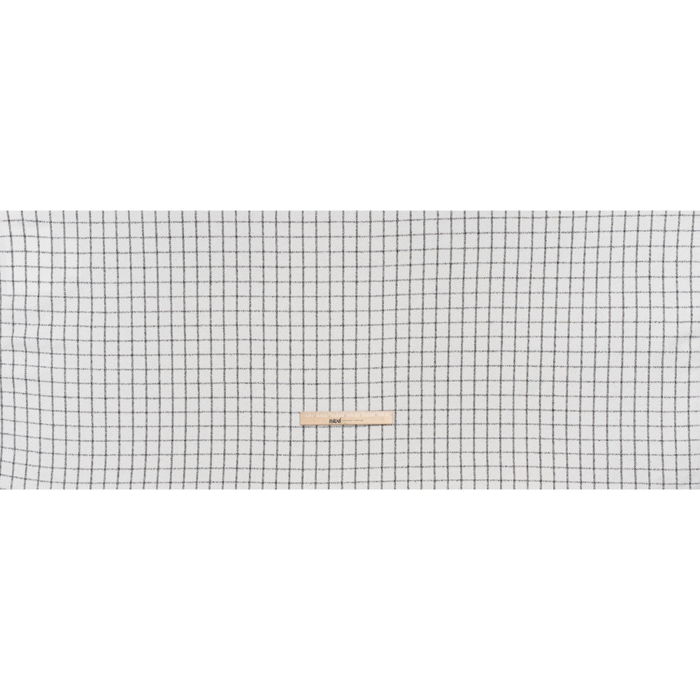 Yarn-Dyed Cotton Flannel - Black on White Windowpane Checks - Deadstock