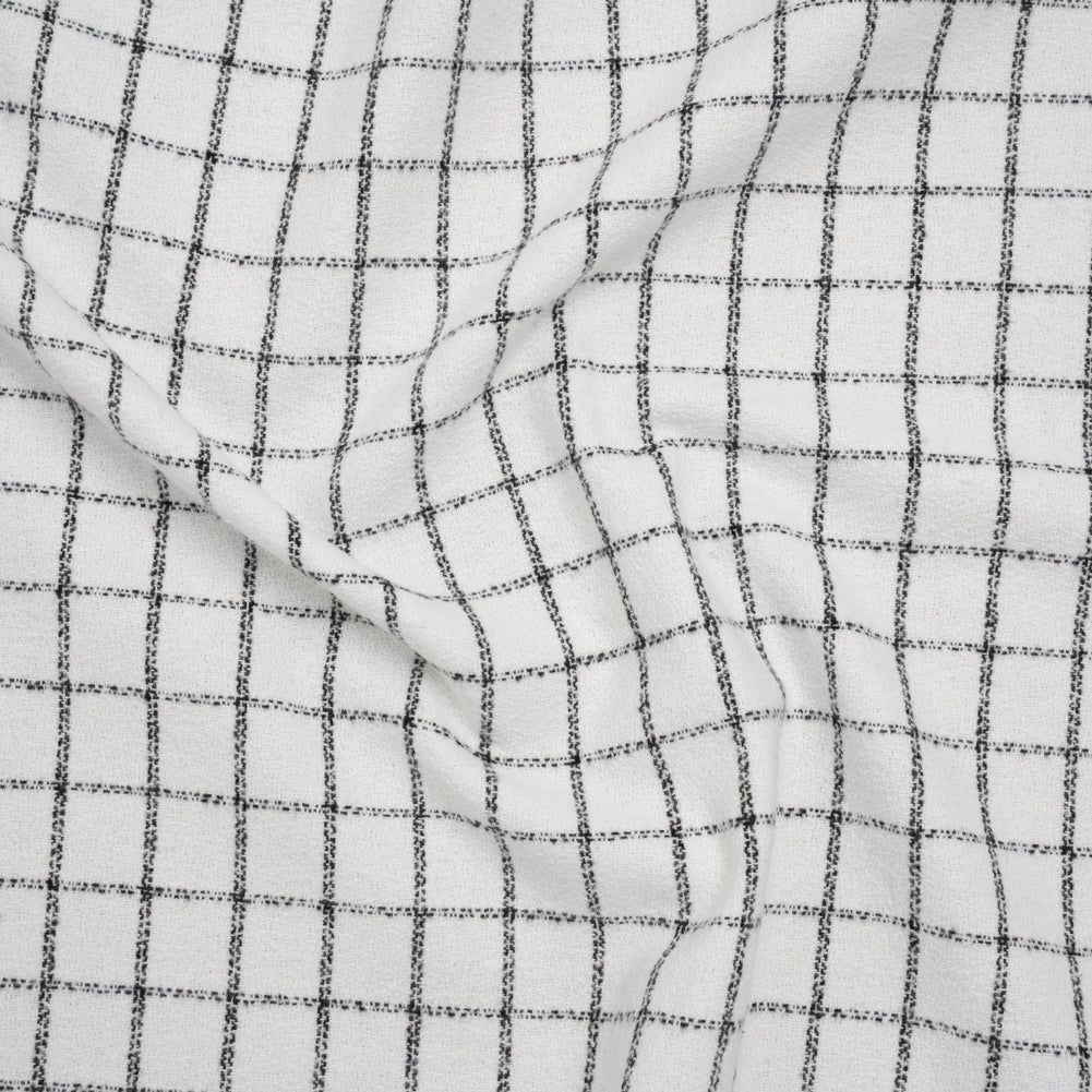 Yarn-Dyed Cotton Flannel - Black on White Windowpane Checks - Deadstock