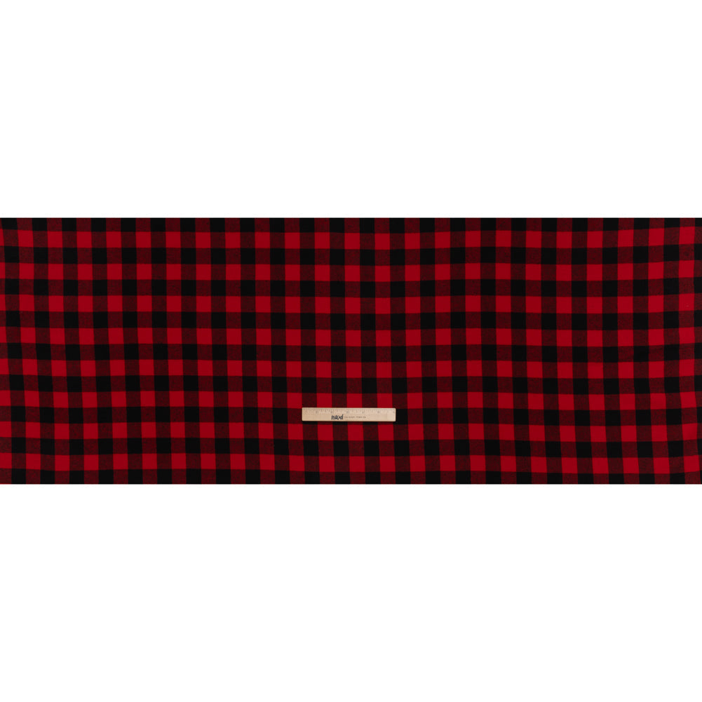 Yarn-Dyed Cotton Twill Flannel - Small Red and Black Buffalo Check - Deadstock