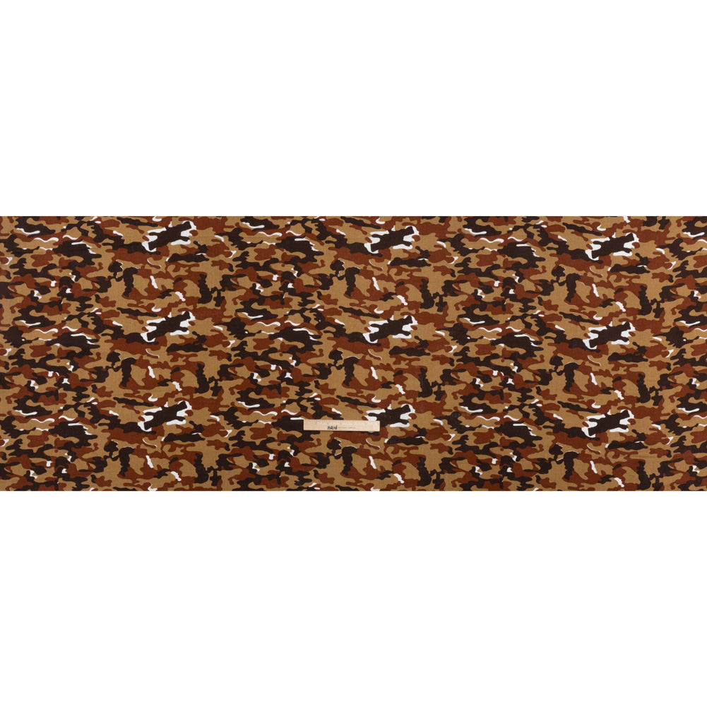 Medium Weight Linen Woven Print - Brown, Russet and Tan Camouflage