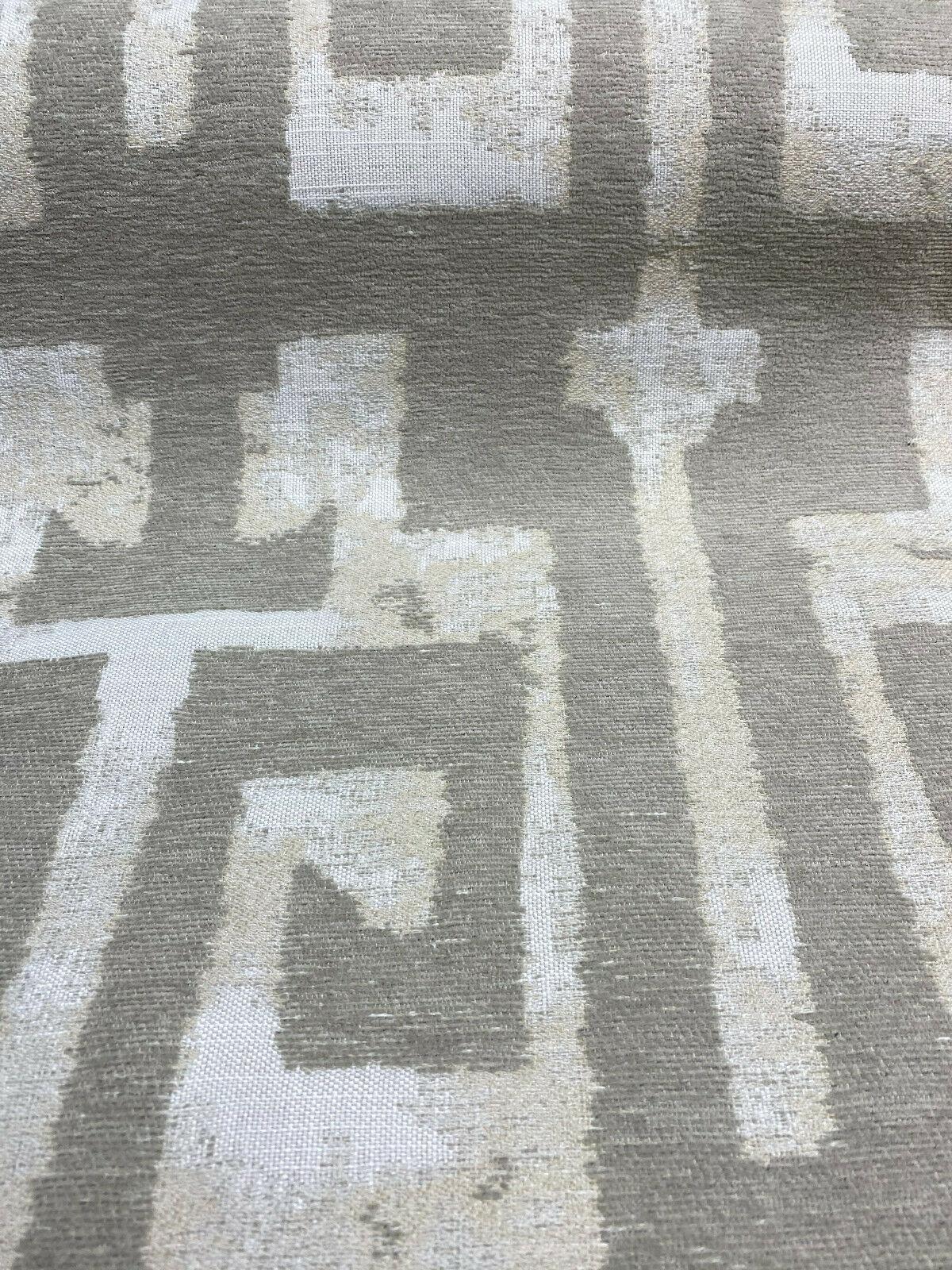 Tribal Text Styles Chenille Upholstery Fabric - Natural Beige Tribal Pattern, 57" Width (By The Yard)