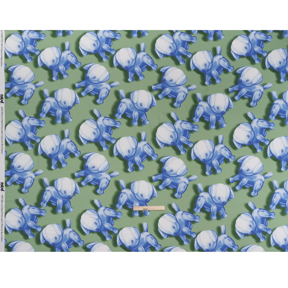 Polyester Satin - Blue and Green Inflatable Dogs - Mood Exclusive Pup Pop Print