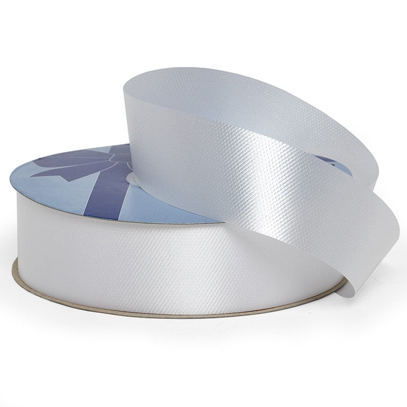 1-7/16" Embossed Poly Ribbon 1 7/16 '' X 100 yd White Color 1 / roll
