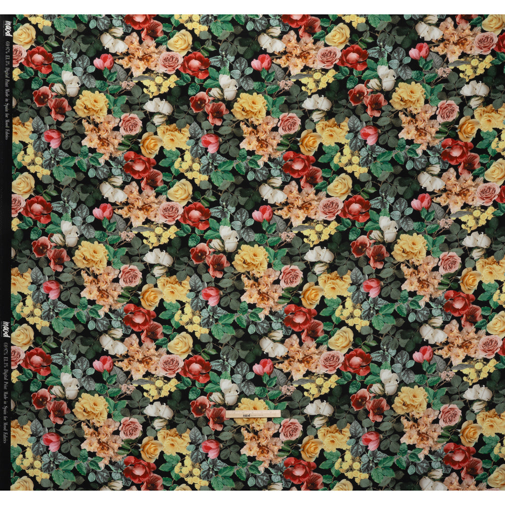 Brushed Cotton Woven - Red, Green and Yellow Photorealistic Florals - Mood Exclusive Botanica Viva Print