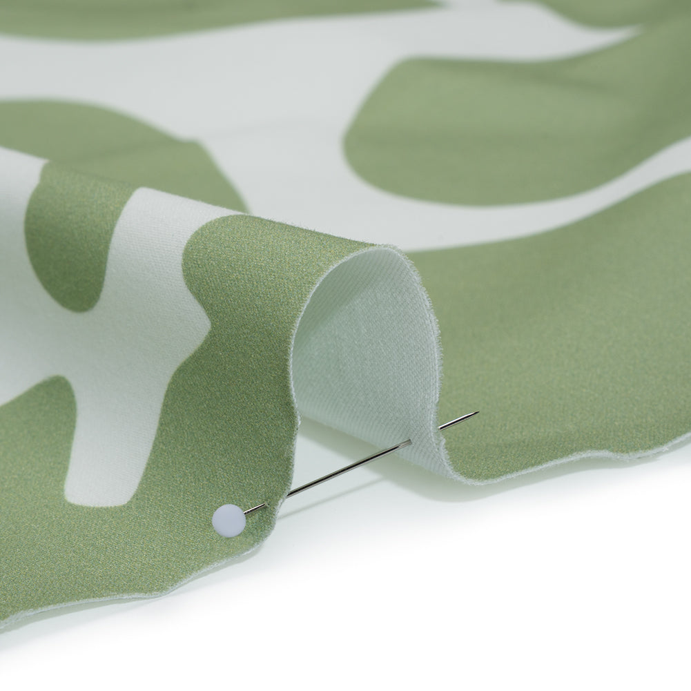 Brushed Cotton Woven - White and Sage Green Big Simple Flowers - Mood Exclusive Floral Figures Print