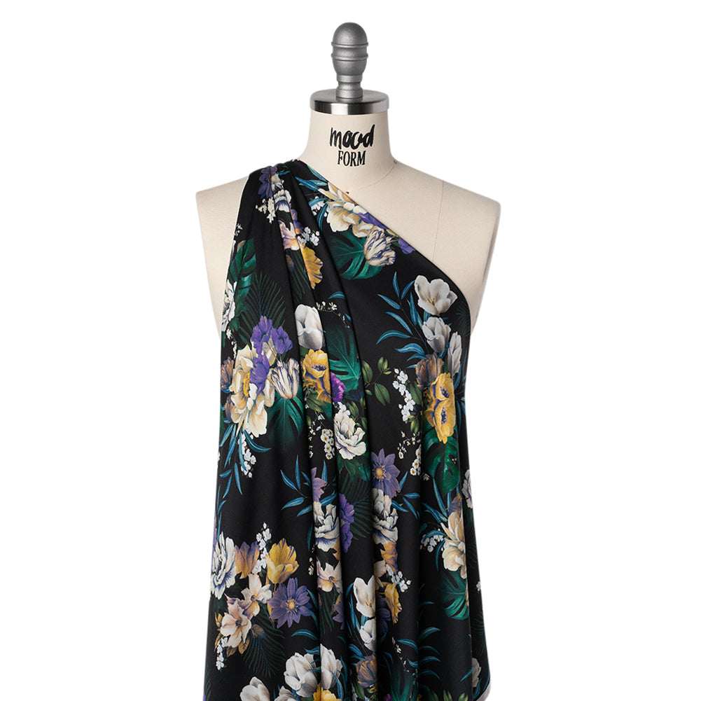 Rayon Challis - Blue, Purple and Yellow Tropical Flowers - Mood Exclusive Island Bloom Print