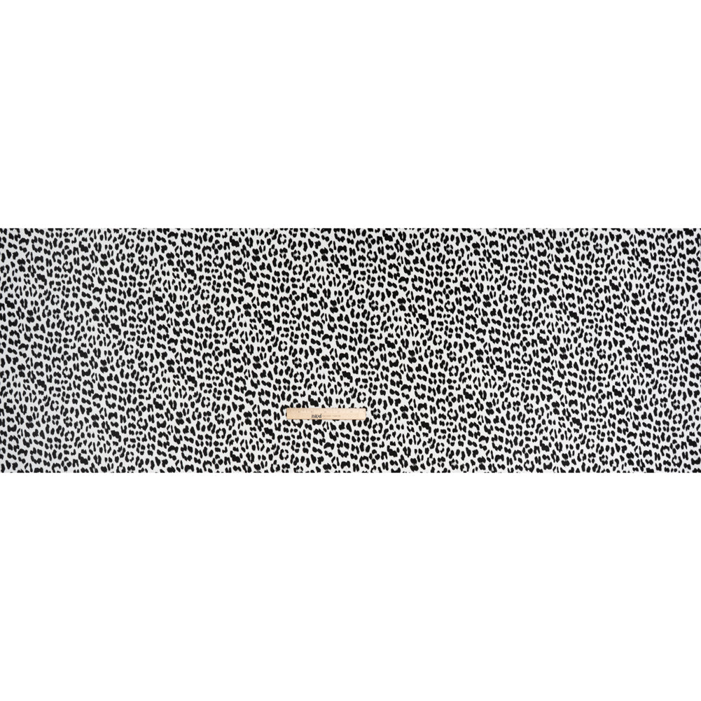 Stretch Cotton Corduroy Print Made in Italy - Black and White Cheetah Spots - Deadstock