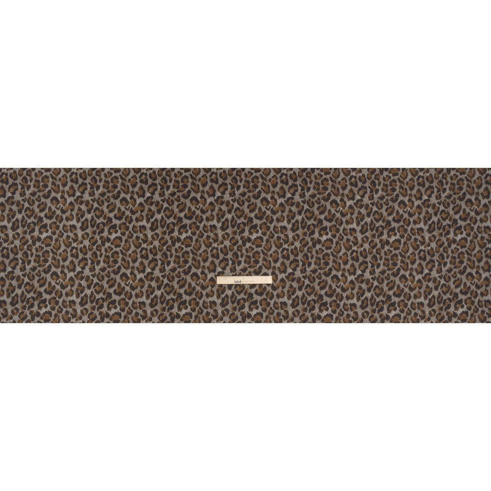 Cotton Birdseye Pique Print Made in Italy - Brown, Tan and Navy Cheetah Spots - Deadstock