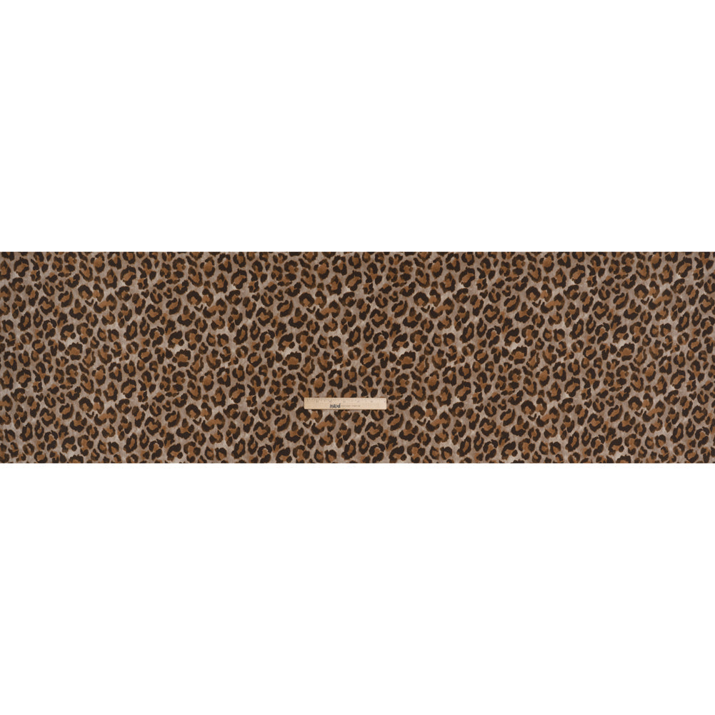 Rayon Woven Print Made in Italy - Greige, Tan and Dark Brown Cheetah Spots - Deadstock