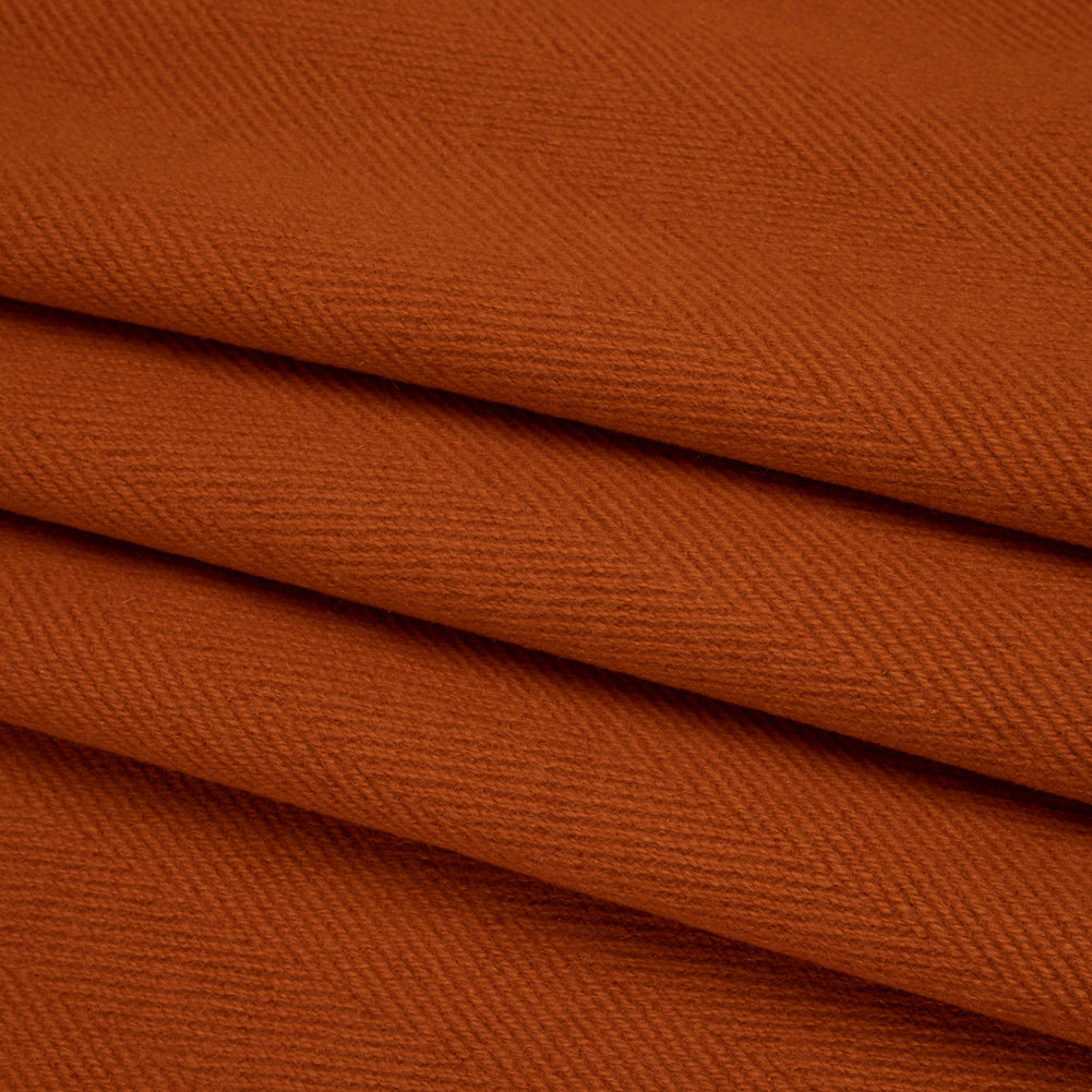 Heavy Wool Twill Coating - Pumpkin Orange Herringbone - Deadstock