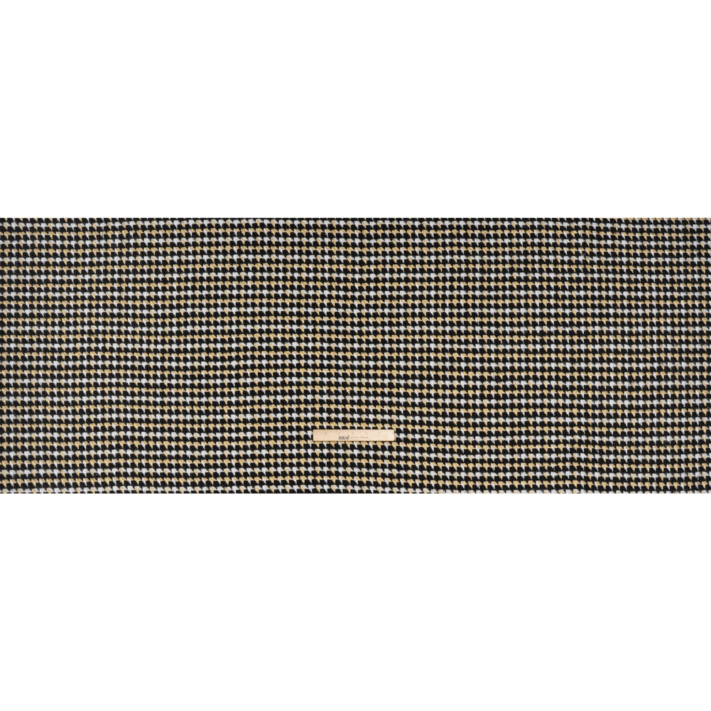 Metallic Wool and Acrylic Tweed Twill - Black, Gold and White Geometric - Deadstock