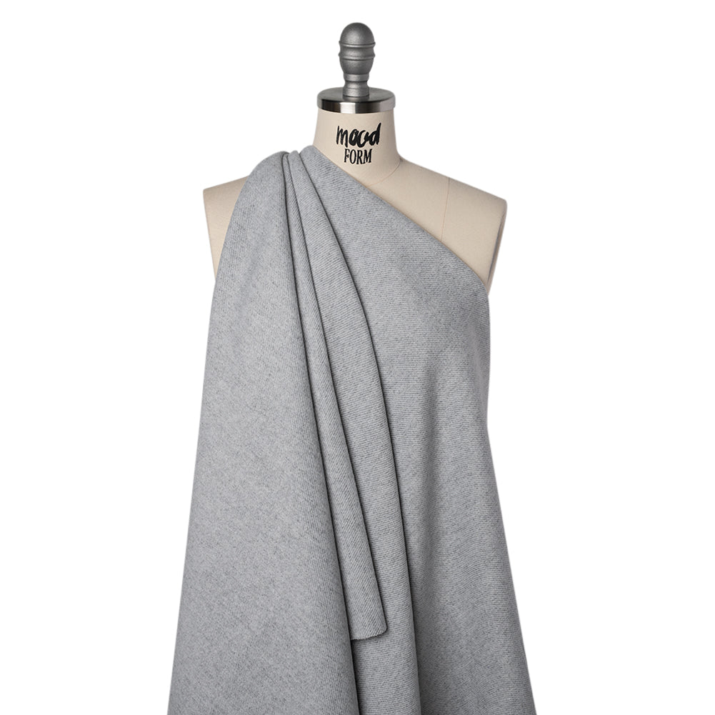 Brushed Polyester Twill Coating - Gray and White - Deadstock