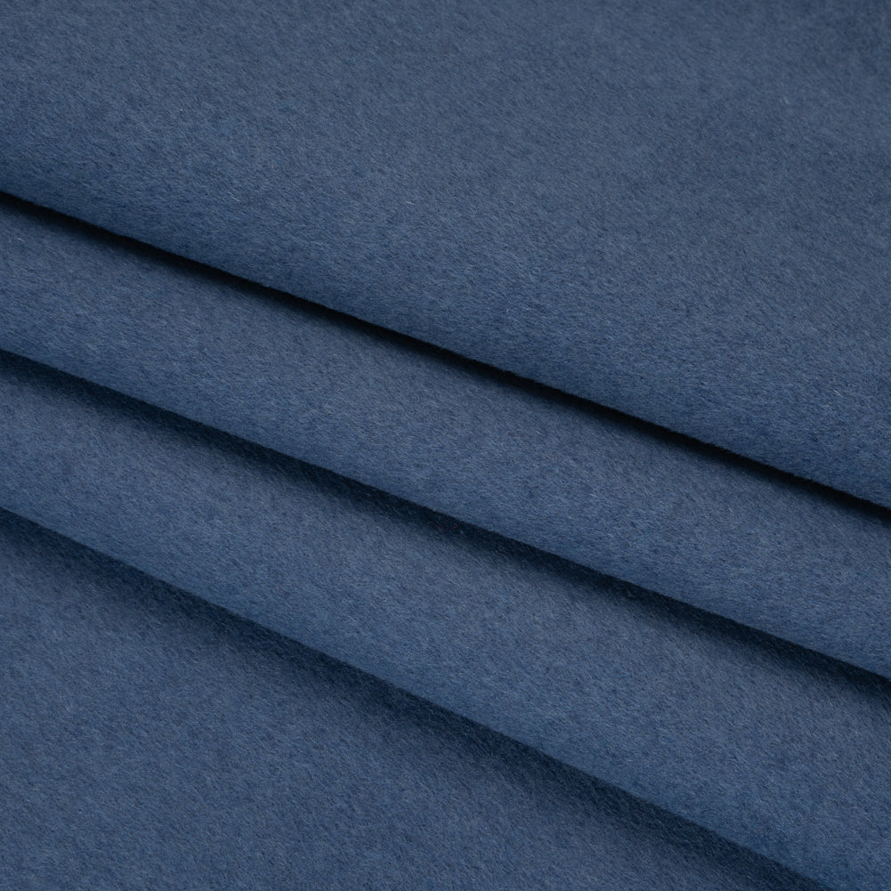 Brushed Wool Blend Double Cloth Coating - Denim Blue - Deadstock