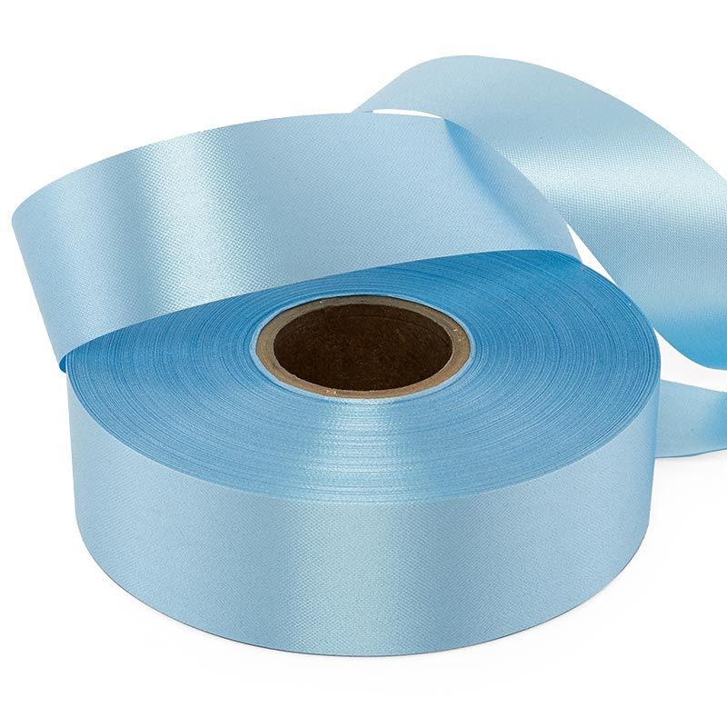Embossed Floral Poly Ribbon – Pastel Blue, 1 7/16'' x 100 yd (1 Roll)