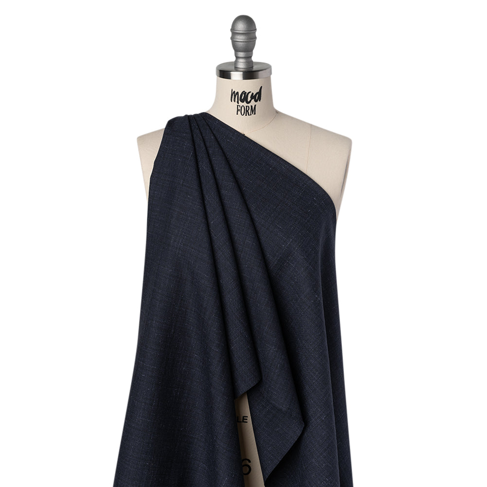 Wool and Alpaca Suiting Made in Italy - Heathered Dark Indigo - Deadstock