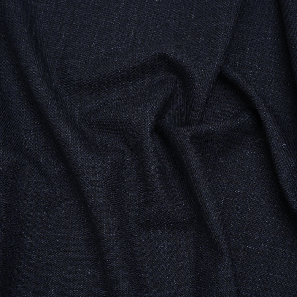 Wool and Alpaca Suiting Made in Italy - Heathered Dark Indigo - Deadstock