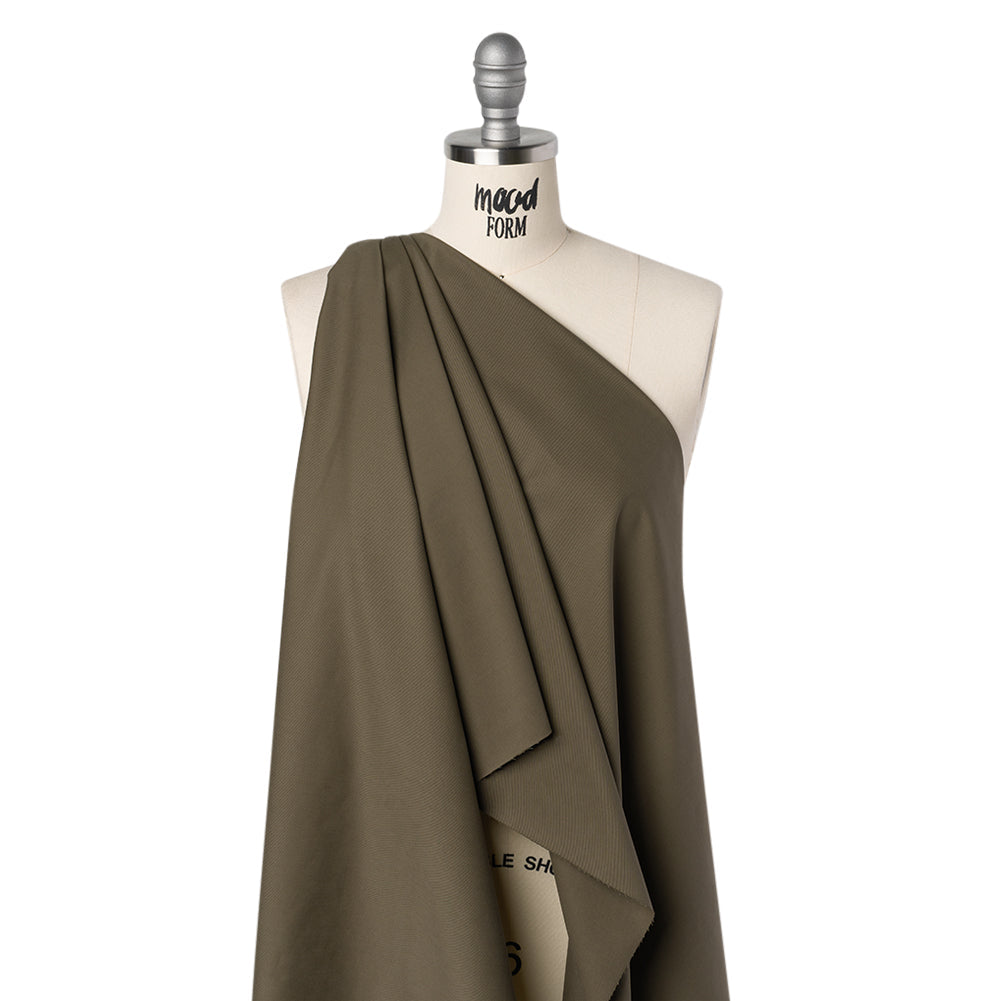 Stretch Cotton and Cashmere Twill Made in Italy - Army Green - Deadstock
