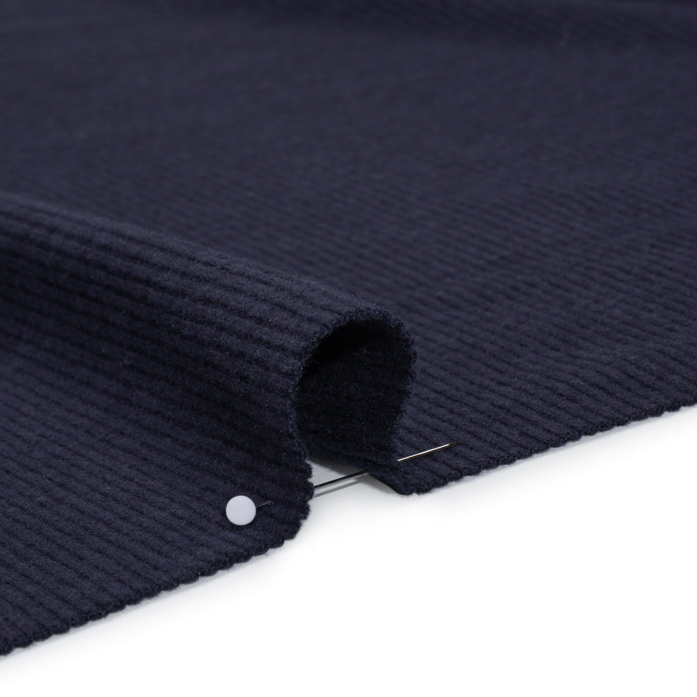 Stretch Brushed Double Face 2x2 Rib Knit - Navy - Deadstock