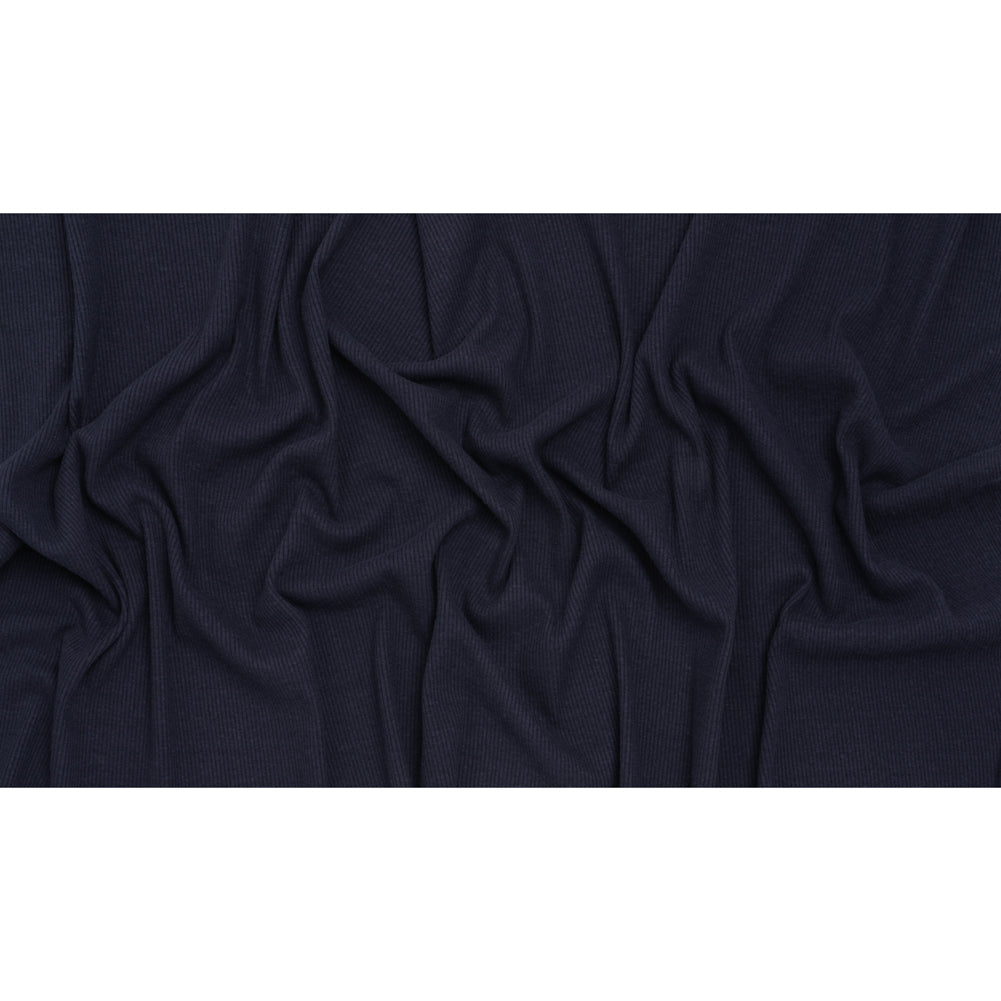 Stretch Brushed Double Face 2x2 Rib Knit - Navy - Deadstock