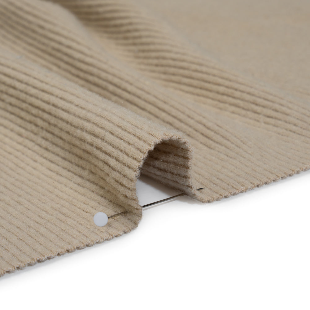 Stretch Brushed Double Face 2x2 Rib Knit - Taupe - Deadstock