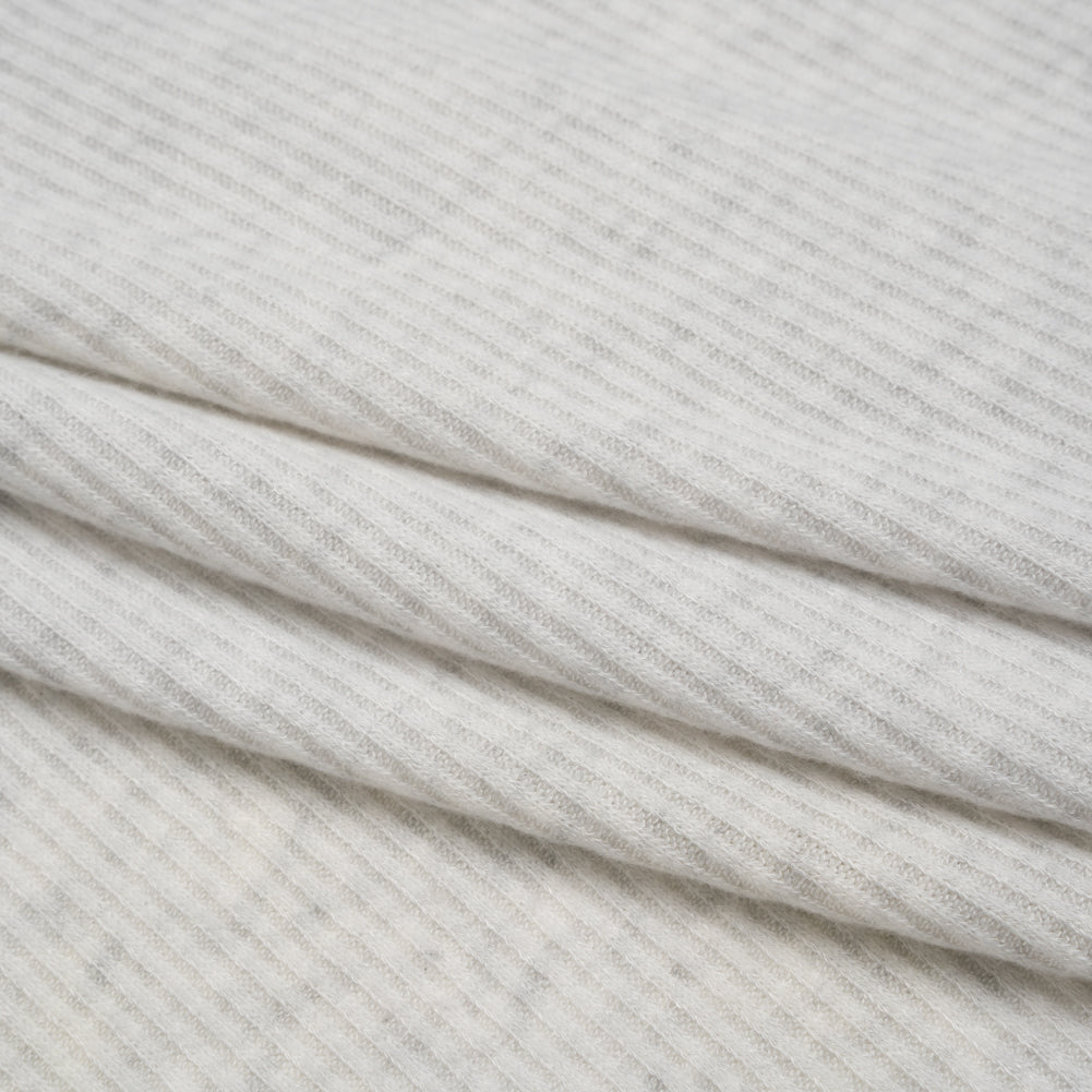 Brushed Cozy Polyester 2x2 Rib Knit - Ash Gray - Deadstock