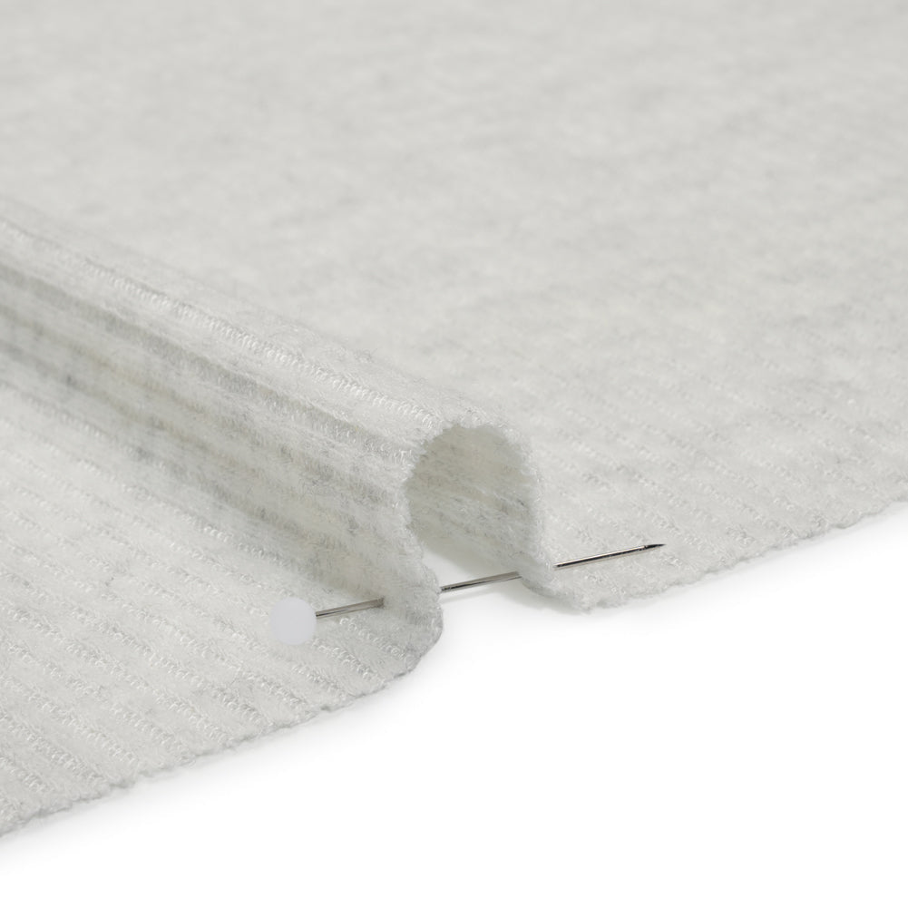 Brushed Cozy Polyester 2x2 Rib Knit - Ash Gray - Deadstock