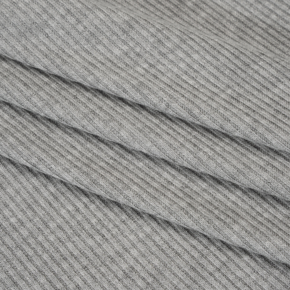 Brushed Cozy Stretch Viscose 2x2 Rib Knit - Heather Gray - Deadstock