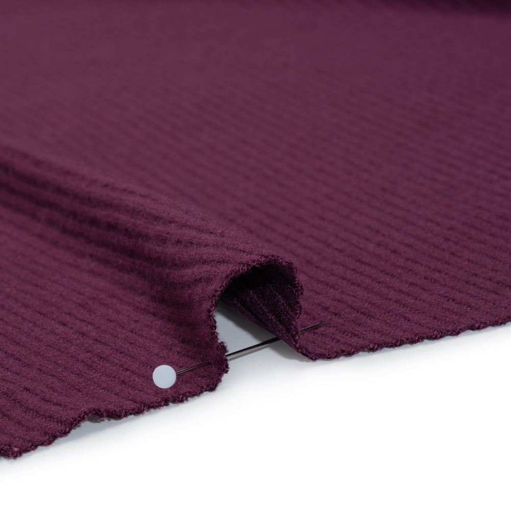Brushed Cozy Stretch Viscose 2x2 Rib Knit - Plum - Deadstock