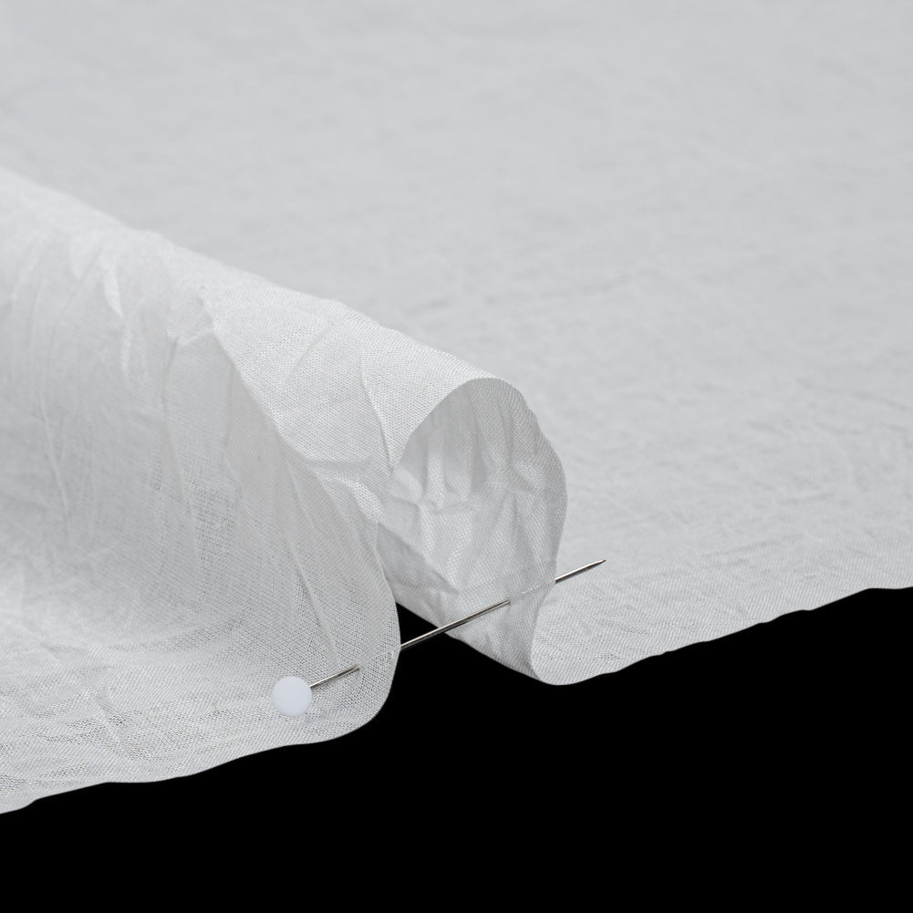 Crinkled Lightweight Cotton Woven - White PFD - Deadstock
