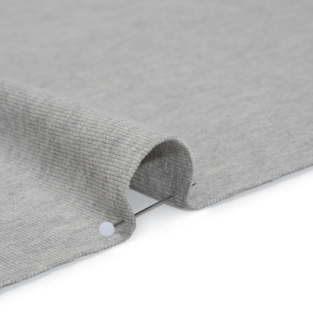 Cotton and Polyester 1x1 Rib Knit - Heathered Warm Gray - Deadstock