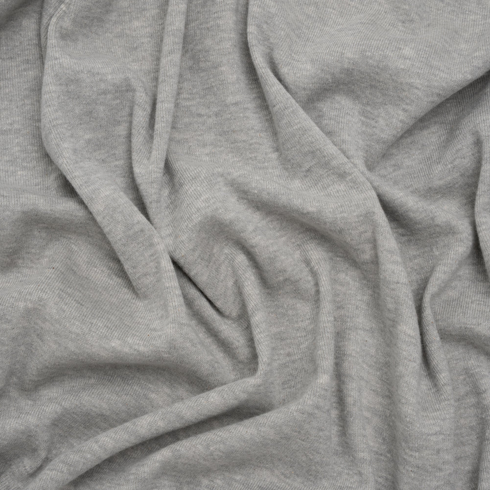 Cotton and Polyester 1x1 Rib Knit - Heathered Warm Gray - Deadstock