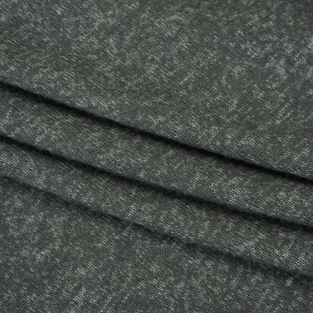 Cozy Brushed Stretch Rayon Sweater Knit - Heathered Steel Gray - Deadstock