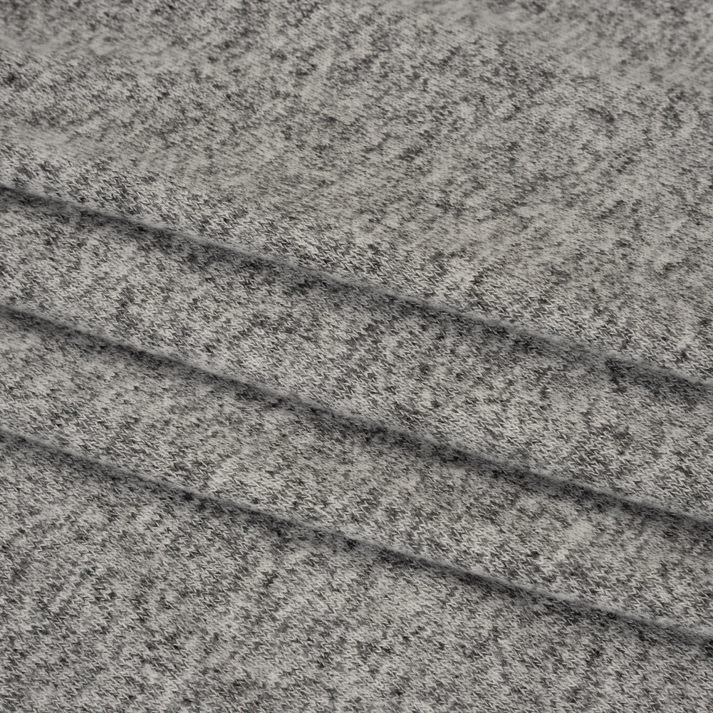 Cozy Brushed Stretch Rayon Sweater Knit - Heathered Light Gray - Deadstock