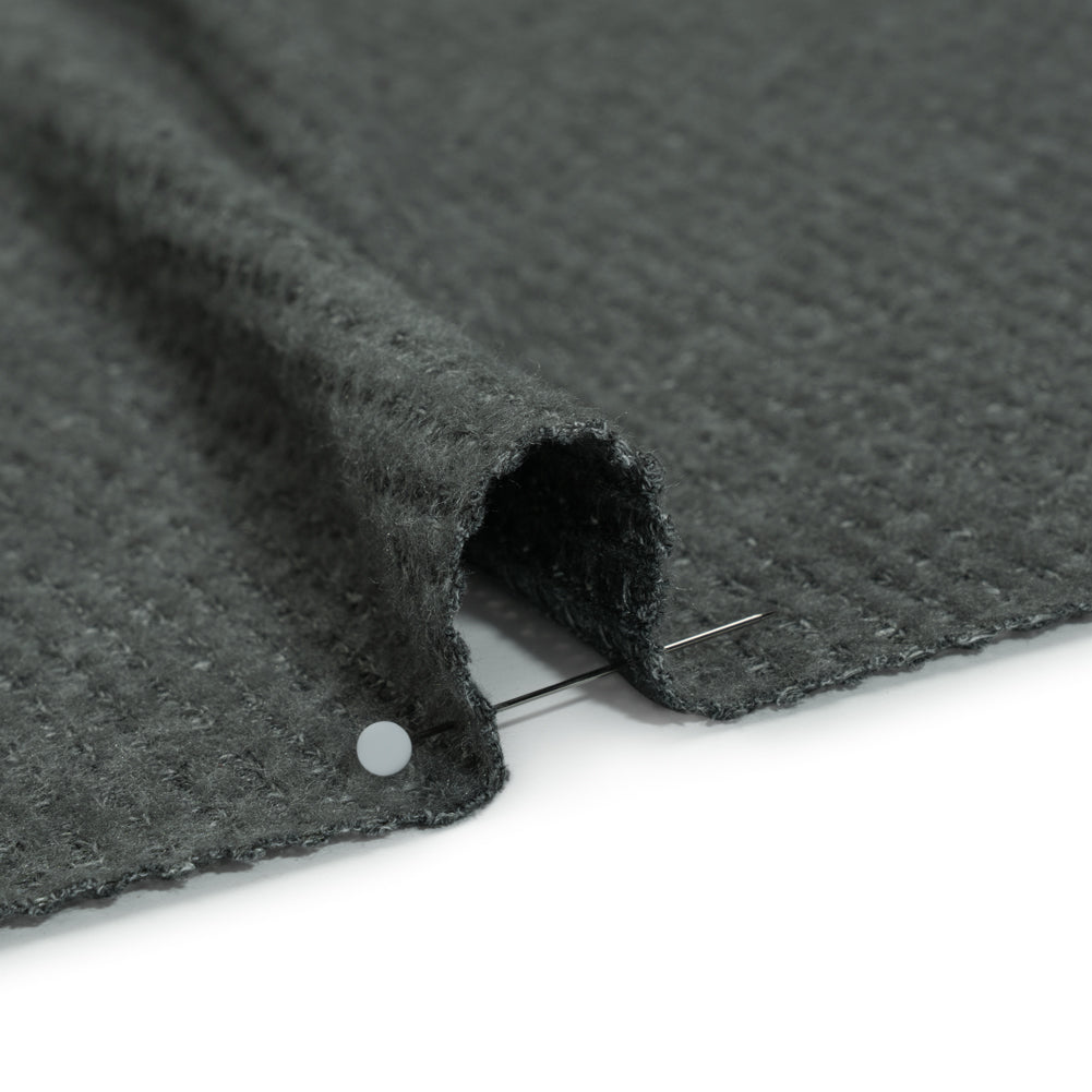 Brushed Stretch Rayon and Polyester Waffle Sweater Knit - Heathered Anthracite Gray - Deadstock