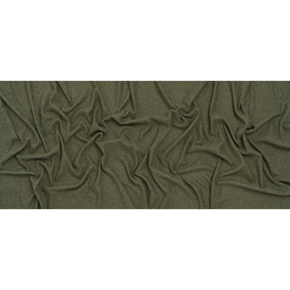 Brushed Stretch Rayon and Polyester Waffle Sweater Knit - Heathered Moss Green - Deadstock