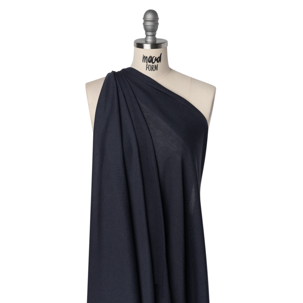 Polyester 1x1 Rib Knit - Navy Blue - Deadstock